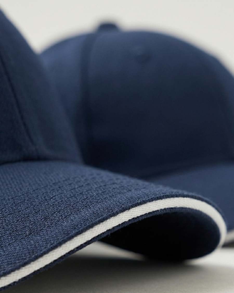 Macro close-up of the white brim trim