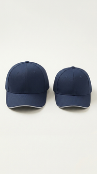 Navy — both caps, front-on