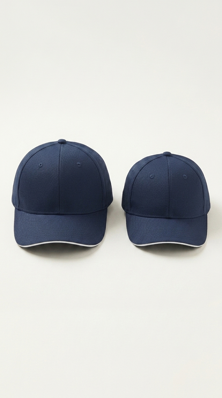 Navy — both caps, front-on